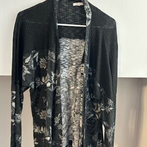 Floral Black and Gray Cardigan